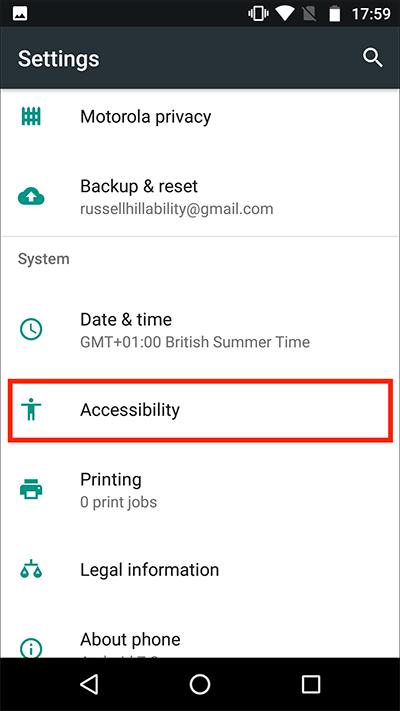 Reset Accessibility Settings