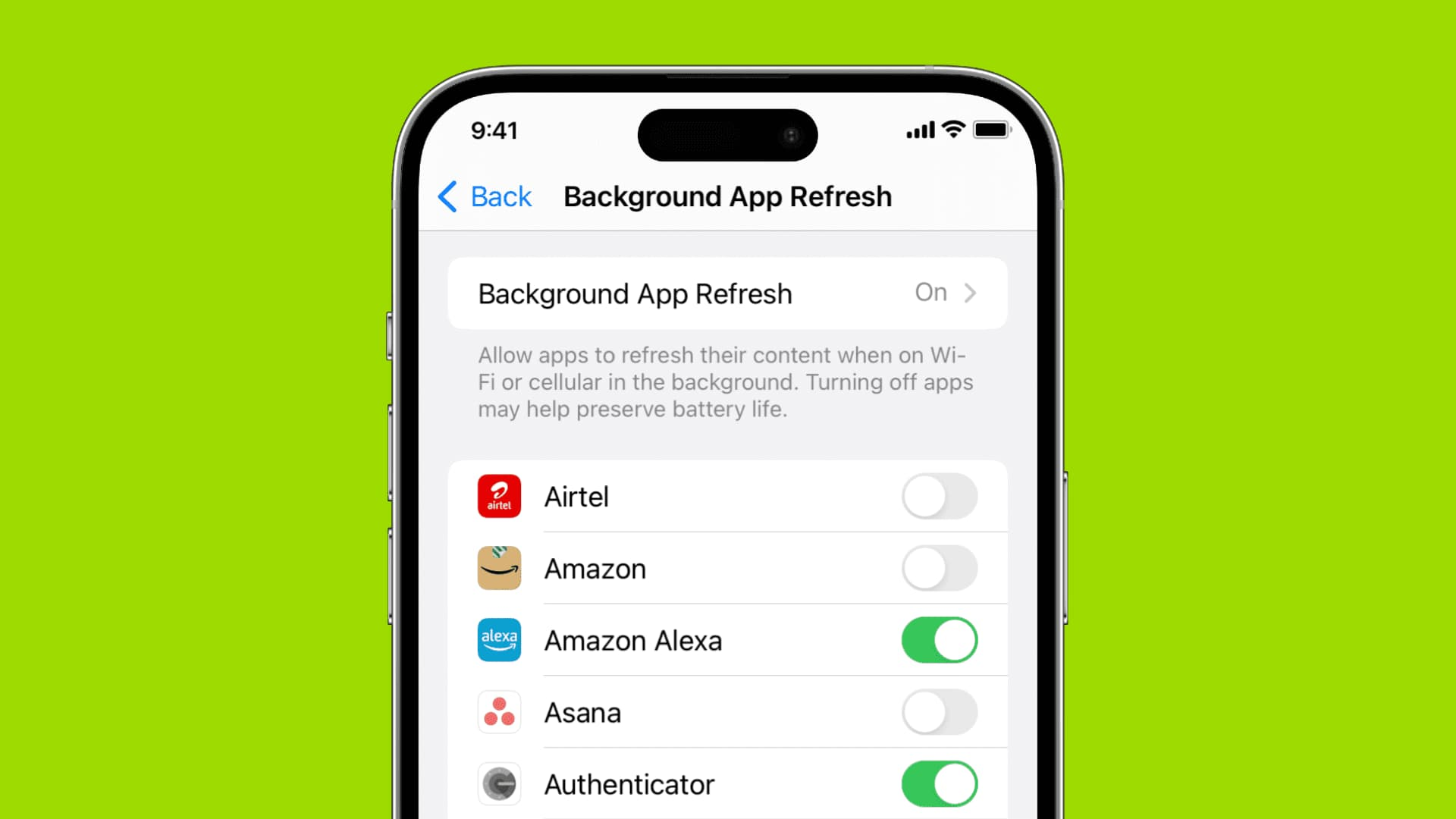 2. Background App Refresh